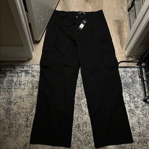 Fashion Nova Black Wide Leg Cargo Pants